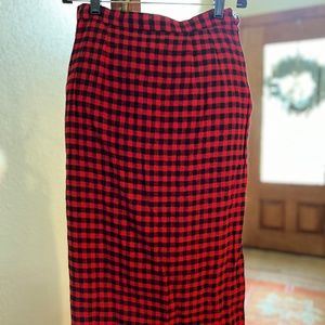 Buffalo Plaid Vintage Straight Light Wool Skirt 28”